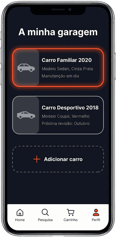A garagem, sincronizada com o site